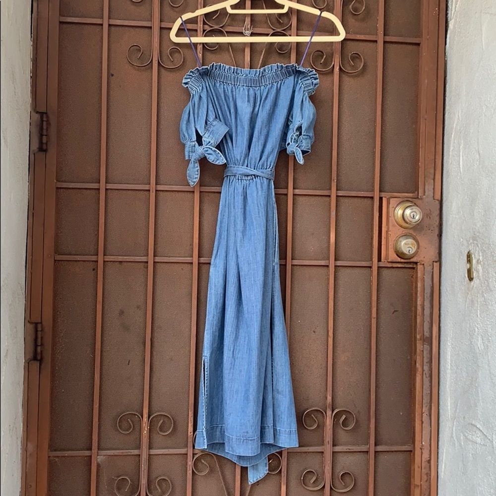 J Crew Off the shoulder denim dress